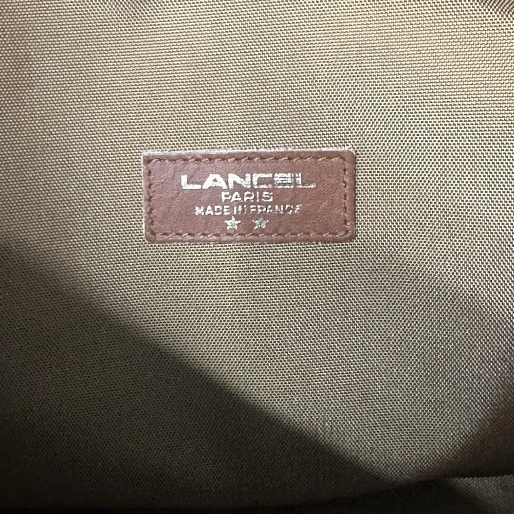 Lancel Paris Nylon Leather Briefcase Brown Tan Vintage Boston Bag/Weekend Bag